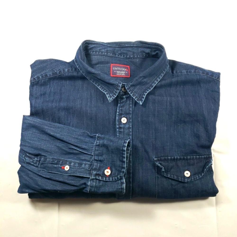 UNTUCKit Men's Long Sleeve Button Front Denim Shirt Sz. XXXL